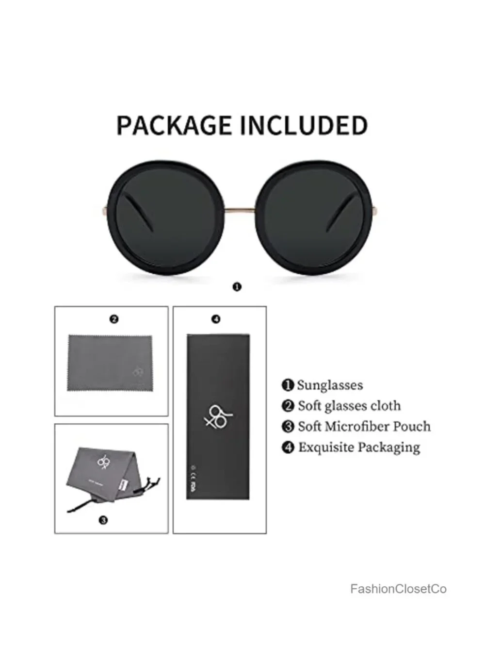 Polarized UV400 Protection Oversized Round Sunglasses